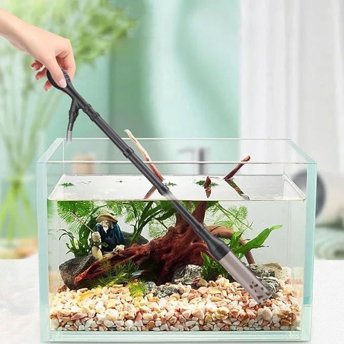 Large Gravel Vacuum for Aquarium, Adjustable Length Manual 256GPH Aquarium Gravel Cleaners, Low Water Level Fish Tank Water Changer with Suction Ball, Use for Fish Tank Cleaning Gravel and Sand