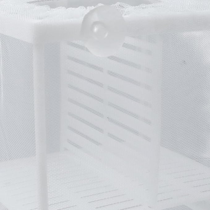 MY MIRONEY 2PCS 6.3" x 5.51" x 5.91" Fish Tank Breeder White Nylon Fish Incubator Mesh Box Aquarium Fish Fry Hatchery Breeder with Suction Cups (with Divider)