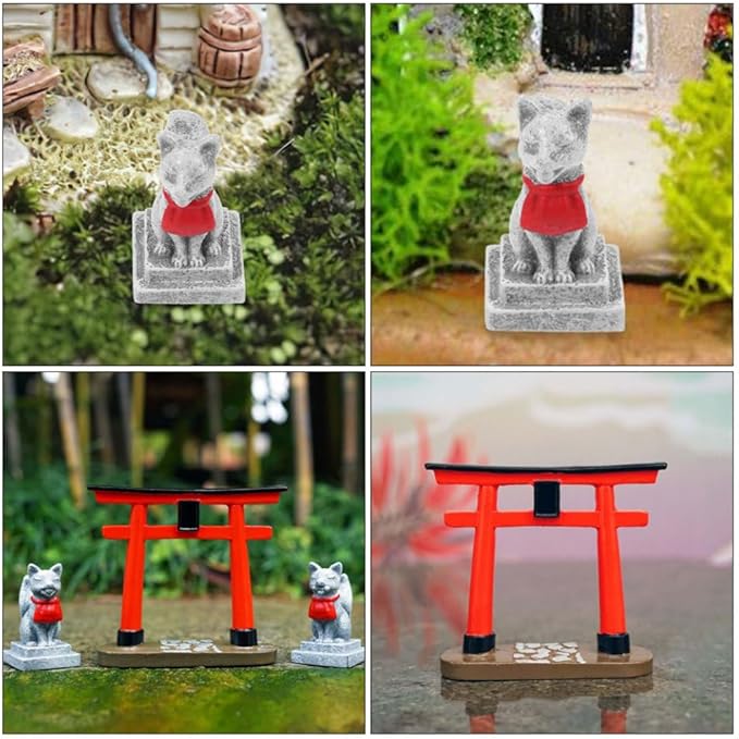 Milisten 1 Set Japanese Shrine Decoration DIY Decor Aquarium Landscape Prop Sand Table DIY Ornament Torii Sculpture Zen Style Statue Micro Landscape Decoration Sand Table Decoration, 9.00X8.00X3.00CM