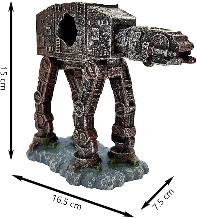 SLOCME Aquarium at-at Imperial Walker Decorations - Fish Tank Tropical Betta Fish Hideouts Cave Ornament