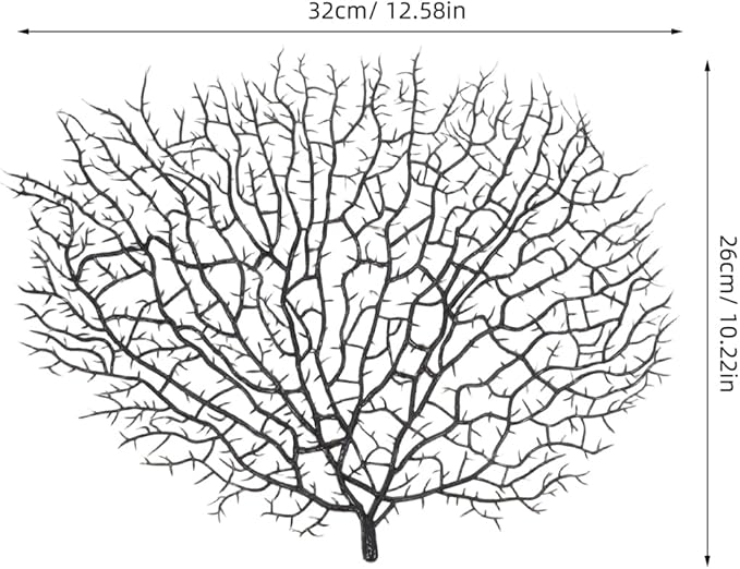 MAGICLULU 2pcs Lifelike Artificial Sea Fan Coral Decorations for Aquarium, Black Faux Coral Branches Compatible with Fish Tank Landscaping, DIY Nautical Theme Craft Ornaments