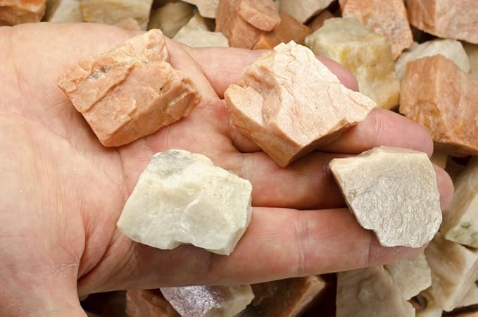 Fantasia Materials: 1 lb Tan/Orange Moonstone Rough Stones from India
