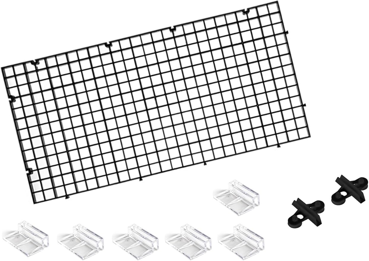 10 Pack Aquarium Lid with Clips - Transparent Fish Tank Cover Hood for Aquariums & Breeder Tanks, Black (30x30cm) - Durable, Easy to Install, Ideal for Fish Safety & Tank Maintenance
