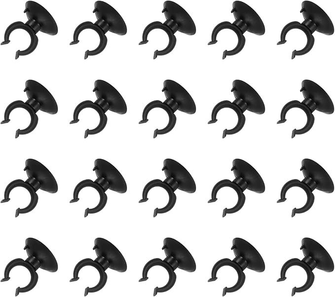 uxcell 20Pcs Aquarium Suction Cup Clips, 17mm Airline Tube Holders Clamps Cup Holder Sucker Tube Sucker for ID Airline Tubing Fish Tank, Black