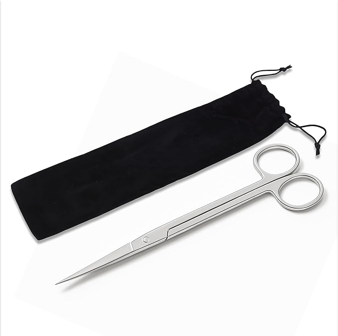 Mandala Crafts 12 Inches Silver Stainless Steel Straight Aquarium Scissors for Trimming Aquatic Plants – Long Aquascape Scissors for Fish Tanks, Hospital Tanks, Goldfish Bowls, and Terrariums