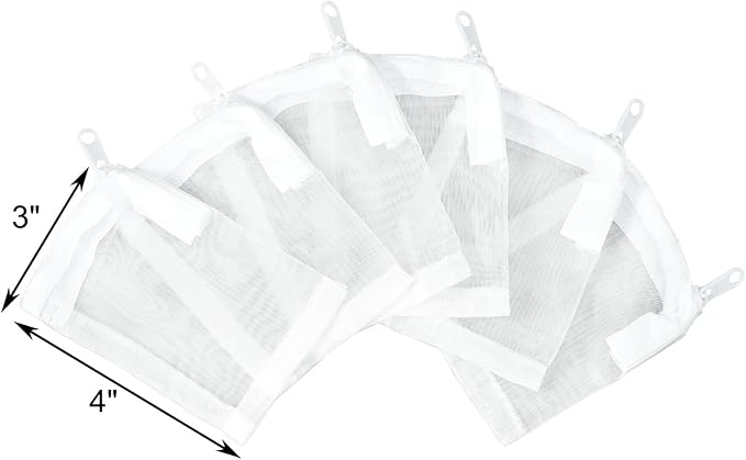AQUANEAT Aquarium Filter Media Bags 6pcs Fish Tank Extra Fine 100 Micron Mesh Bags with Plastic Zipper for Activated Carbon (3” x 4”)