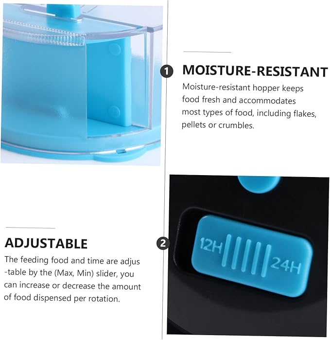 SUPVOX Automatic Fish Feeder for Aquarium Timer Food Dispensing for Flakes Pellets and Crumbles Battery Operated Batteries Not Included