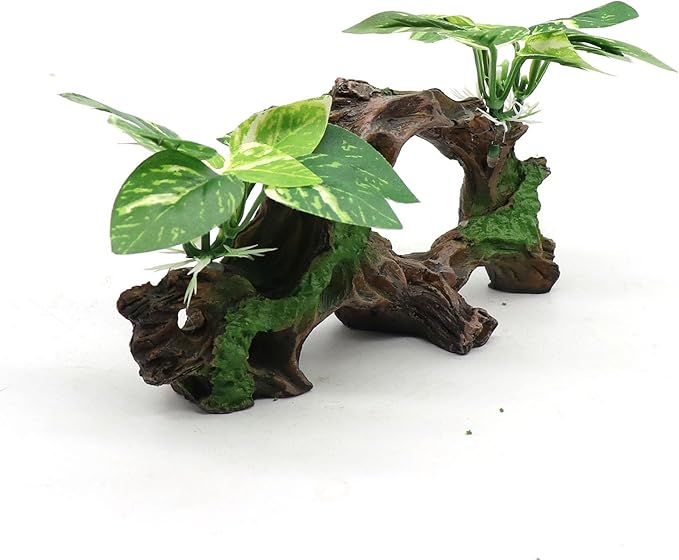 relaqcc Fish Tank Decorations Artifical Driftwood Cave Aquarium Decor Ornaments Silk Aquarium Plants for Betta Fish Tank Accessories