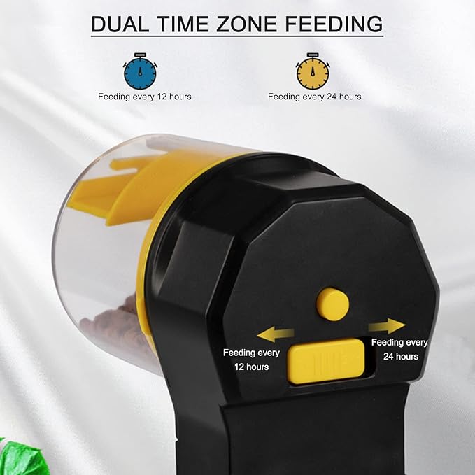 Automatic Fish Feeder for Aquarium Poison Proof and Precision Feeding Betta Vacation Feeder, USB Rechargeable Auto Fish Food Dispenser (Yellow)