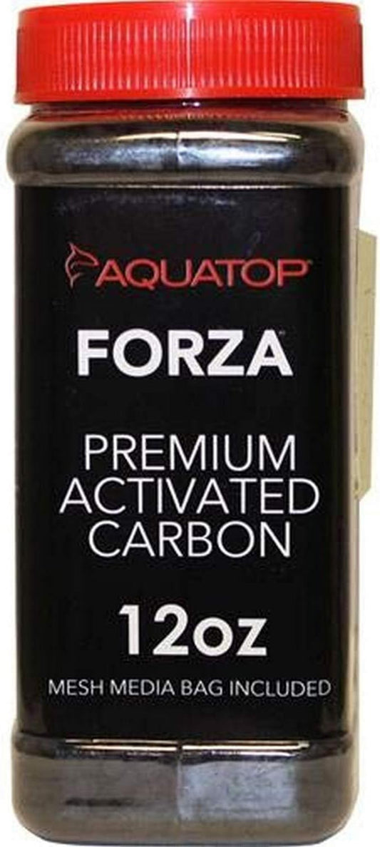 Aquatop Forza Premium Activated Carbon with Reusable Mesh Media Bag, 12 oz. – Safe for Saltwater & Freshwater Filters, Pelletized Aquarium Carbon, Keeps Water Crystal Clear, PSAC-350G