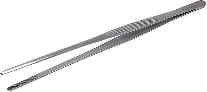 A2Z-Aquascaping Maintenance Tools Accessories,Anti-Rust Stainless Steel Tweezers Scissors Spatula for Aquarium Tank Clean, Fish Tank, Bonsai, Algae Scrapers (12" Serrated Tweezers - Straight)