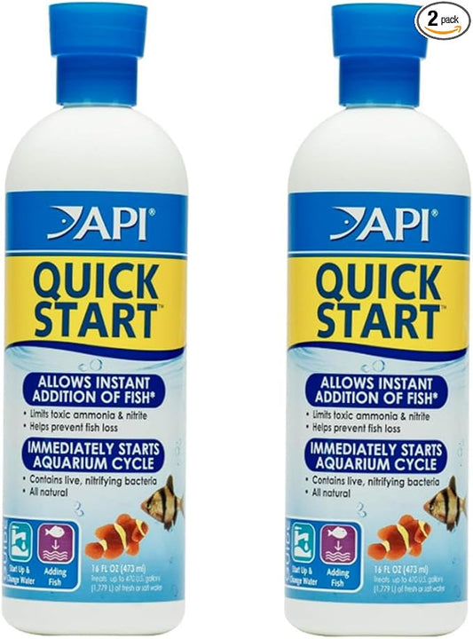 (2) API Quick Start 16oz Bottles for Freshwater and Saltwater Aquariums.