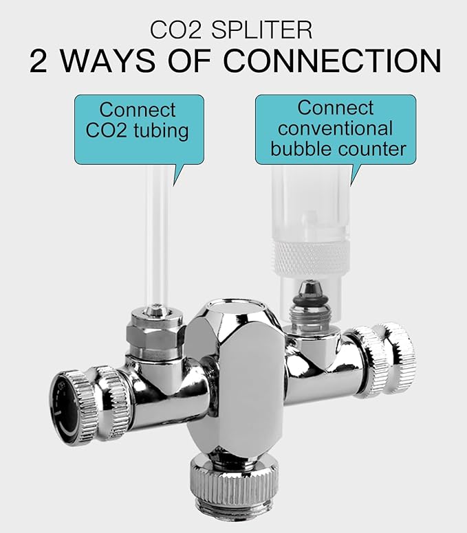Aquarium CO2 Splitter Regulator Valve 2 Way, Dedicated to CO2 Generator