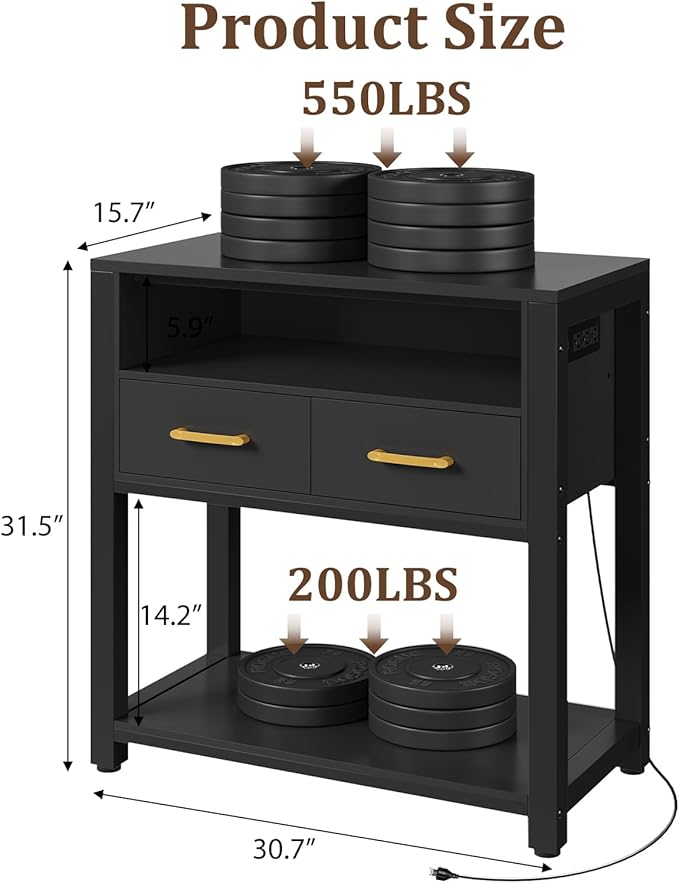 EOSVALO 20-29 Gallon Aquarium Stand with Stable Metal Frame & Power Outlet, Heavy-Duty Fish Tank Stand with Waterproof Mat, 550LBS Capacity Storage Cabinet, Black