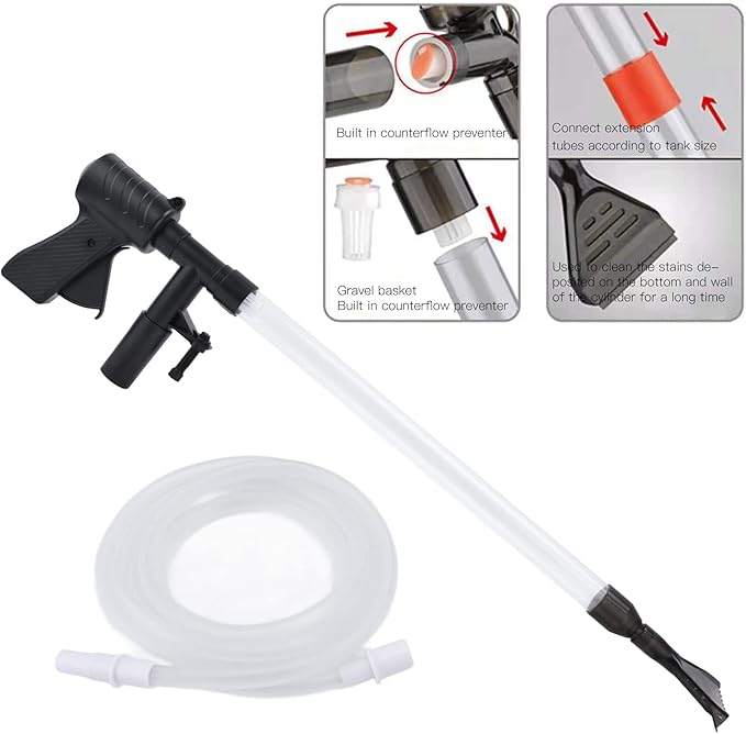 Haofy Fish Tank Gravel Cleaner, 42.9in Aquarium Vacuum Water Changer Siphon with Hose for Sand Cleaning, Multifunction Pneumatic Fish Filter Pump for Aquarium Debris Removal