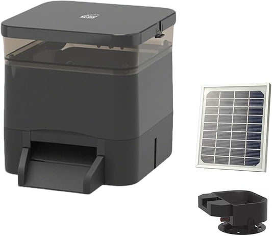 Automatic Fish Feeder: Smart Automatic Pond Fish Food Dispenser with 4l/10l Capacity and LCD Screen,Solar Panel Charging for Timed Feeding in Ponds and Outdoor Use,Moisture-Proof(Black,4L)