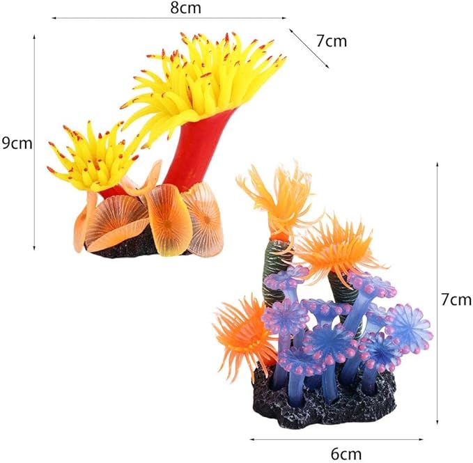 Pokinge 2pcs Artificial Coral Underwater Coral Reef Stone Aquarium Fish Tank Simulation Decoration Plants Water Grass Accessories Colorful Lifelike Coral
