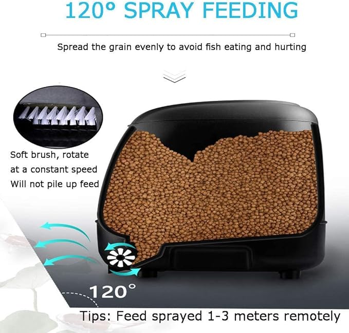 10L Pond Fish Feeder, Automatic Fish Feeder for Pond, Timer High Capacity, Battery-Powered for Vacations & Hot or Cold Weather