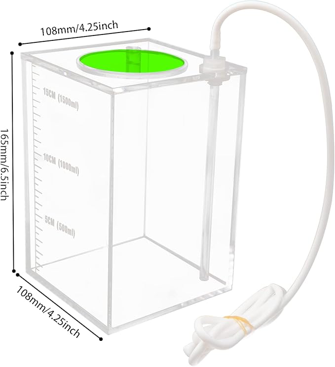 Aquarium Choice Acryli Made Liquid Storage Bucket Dosing Pump Reservoir Container (4.25 * 4.25 * 6.5 Inch;1500ml/1.5L（Green Version)