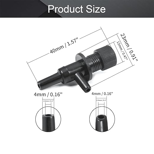 MroMax Aquarium 2 Way Air Line Plastic Regulator Connector for Fish Tank Pump 4mm/0.16", Black 10 Pcs