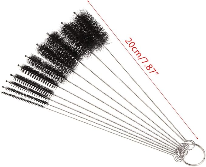 10 Pack Flexible Brush for Tubing Flexible Bristles 7.9 Inch Long Stainless Steel Tube Aquarium Filter Brushes