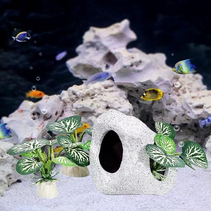Fish Aquarium Decorations Cave Hide with Viewing Window for Betta Fish Tank Decor