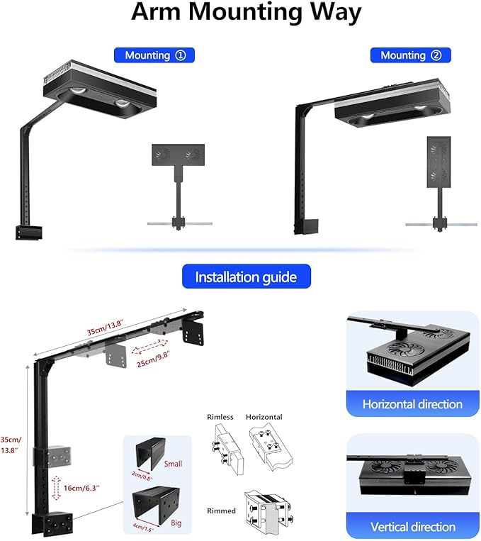 PopBloom RL180 Reef LED Light,Outperforms 200W+,Smart APP Control Fish Tank Light Reef Lights for Coral 80CM 30inch Marine Tank, Arm Mounting Aquarium Light