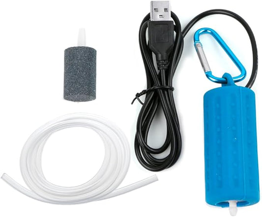 Aquarium Air Pumps,Portable Mini USB Aquarium Fish Tank Oxygen Air Pump Mute Energy Save Compressor (Light Blue)