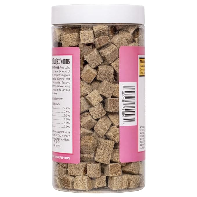 San Francisco Bay Brand Freeze Dried Tubifex Worms Fish Food - All Natural High Protein Treat for Freshwater Fish, Cichlids, Discus, Angelfish, Catfish, Barbs - Bloodworms Fish Food - 3.68 oz (104g)