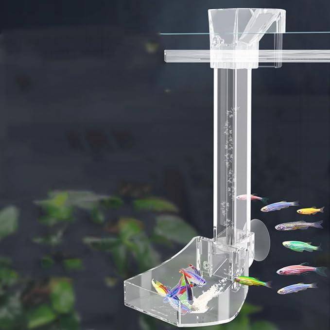 200MM Aquarium Feeding Tube Fish Feeder Tube Clear Acrylic Shrimp Feeding Tube with Hooks and Suction Cups for Aquarium Fish Tank Feeder