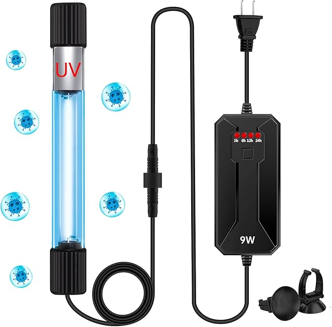 TAISHAN Aquarium Clean Light, 9W LED, Algae Bloom Cleaner for Fish Tank, Submersible with Timer, Clear Waterproof Clean Lamp for Pond, Swimming Pool