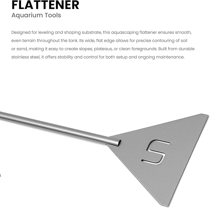 Ultum Nature Systems UNS Aquascaping Tools - Stainless Steel, Rust Resistant, Freshwater Planted Tank, Saltwater Reef Aquarium Maintenance Accessory - Substrate Shaping - Sand Flattener, Grey