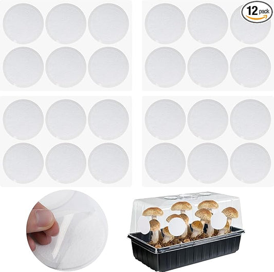 12PCS 2.5in Monotub Adhesive Filter Disks, Mushroom Monotub Filter Discs, Mushroom Filter, Filter Patch for Monotub, for Mushroom Growing Supplies Filter Pad Replacements.(2mm Thick) (24PCS)