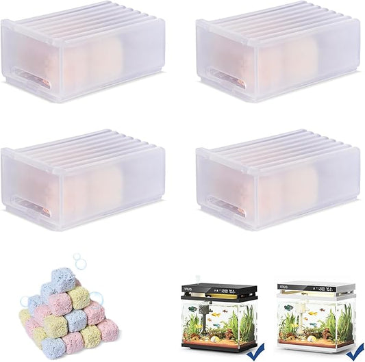 Aquarium Bio Filter Media Module: 4-Box Filtration Materials for Purify Water Quality Eliminate Odors - URUQ Fish Tank Filter Replacement