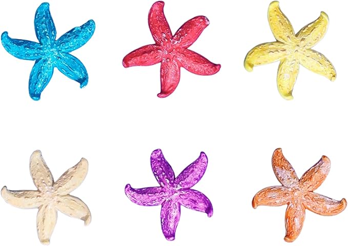 6 PCS Starfish Ornaments Realistic Starfish Decorations Starfish Fish Tank Ornaments Multi-Colored Mini Aquarium Decorations DIY Fish Tank Decor for Home DIY Crafts