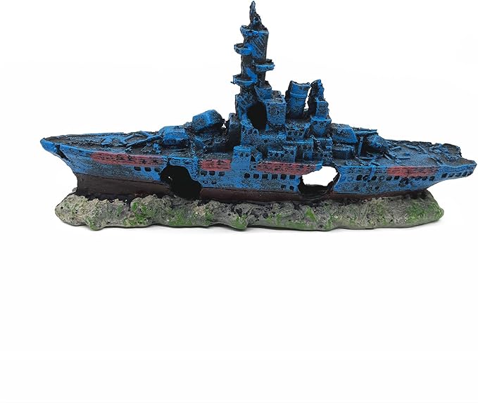 J-star Fish Tank Decorations, Shipwreck Ship Aquarium Decor, Aquarium Fish Tank Landscape Decoration Resin Ornaments