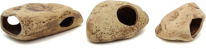 ALEGI Stackable Aquarium Ceramic Decorations Rock Caves,Betta Fish Tank Decor Accessories,Hideaway for Shrimp Cichlid Hiding Breeding Spawning (Set of 3)