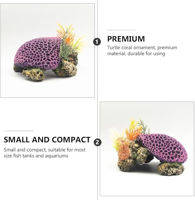 HANABASS Aquarium Turtle Coral Decor Simulation Resin Fish Tank Decoration 7.08X5.51X3.54In Realistic Coral Ornament for Aquatic Turtle and Fish Tank Landscaping