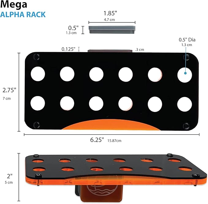 ESHOPPS Alpha Rack Mega Magnetic Coral Frag Rack 12 Holes with Strong Anti-Slip Rubber Padded Magnet for Reef Tanks