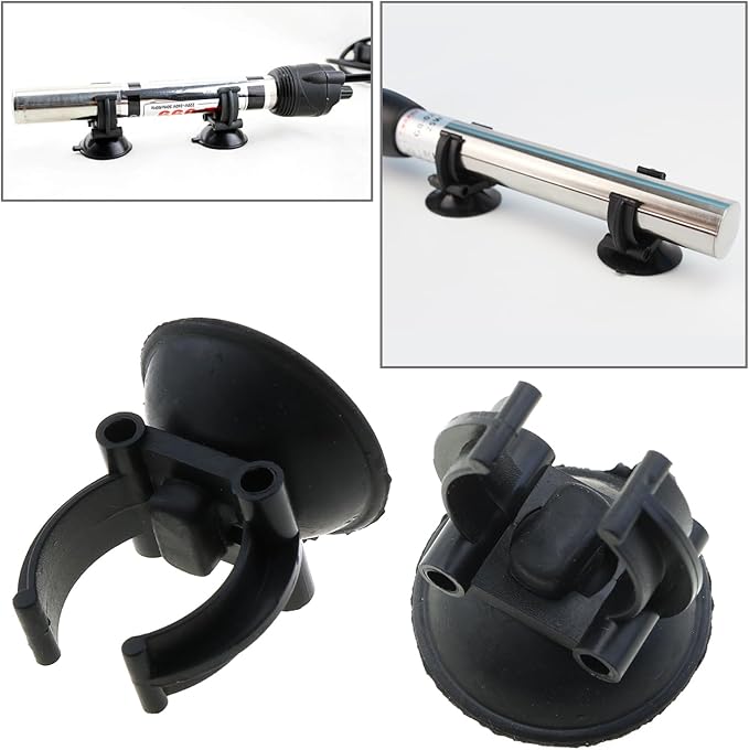 12 Aquarium Heater Suction Cups with 0.95 Inch Clip Black Standard Heater Rod Holder Fish Tank Clip (Not for Airline Tubing), Suction Base 1.3 Inch