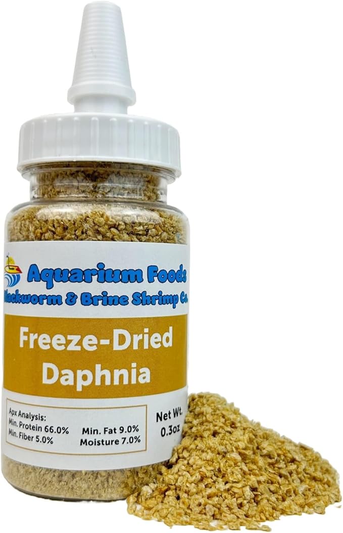 Freeze Dried Daphnia for All Freshwater Fish, Marine Aquarium Fish, Corals, Anemones, Pondfish, Invertebrates, All Tiny Nanofish, Fry and Babies…0.7oz Sm Squeeze Bottle