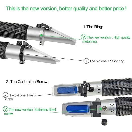 Salinity Refractometer for Seawater and Marine Fishkeeping Aquarium, Saltwater Tester Hydrometer, Dual Sacle 0-100ppt & 1.000-1.070 Specific Gravity with ATC Automatic Temperature Compensation