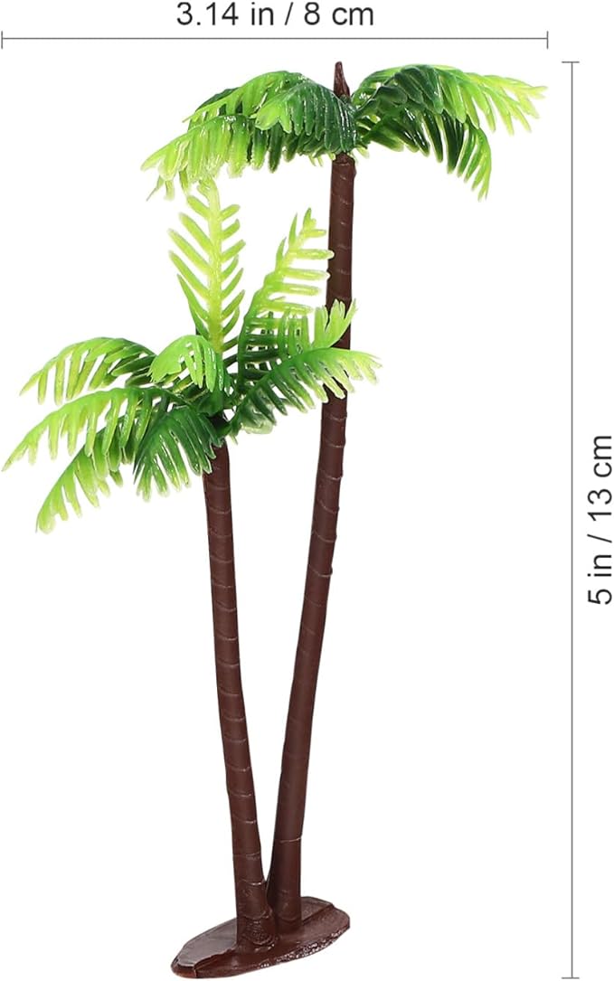 NUOBESTY Fake Palm Tree Small Coconut Tree Cake Topper Decoration DIY Plant Pots Bonsai Sand Table Aquarium Miniature Landscape Figurines 12pcs