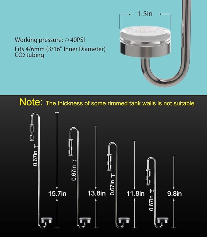Aquarium Stainless Steel CO2 Diffuser Atomizer with Integrated Check Valve, DC300-35