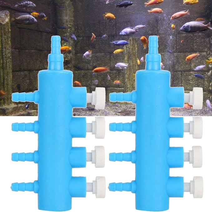GLOGLOW Aquarium Air Control Distributor, 2pcs Aquarium 2 Way Air Pump Valve Manifold Air Control Distributor Oxygen Splitter Aquarium Oxygen Pump Adapter Accessory(4 Way)
