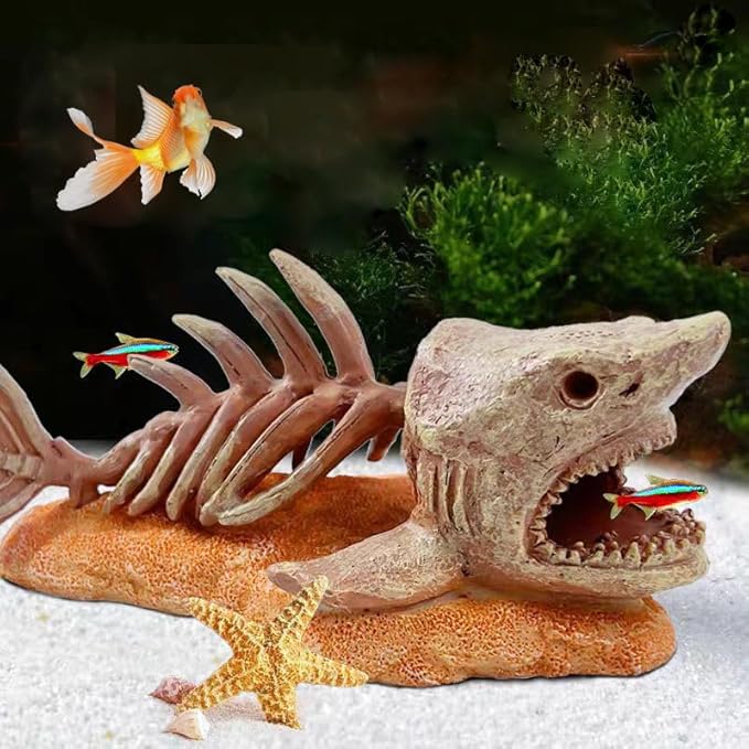 Shark Skeleton Fish Tank Decor Rocks, Aquarium Decoration Model