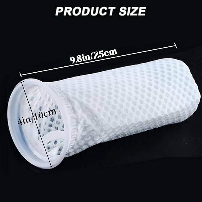 4 Pack 4Inch Ring Honeycomb Filter Socks,150 Micron,Freshwater Saltwater Aquarium Filter Bags,Aquarium Filter Sock 3D Honeycomb Design,Filter Bags for Fish Tank,10 Inch Long