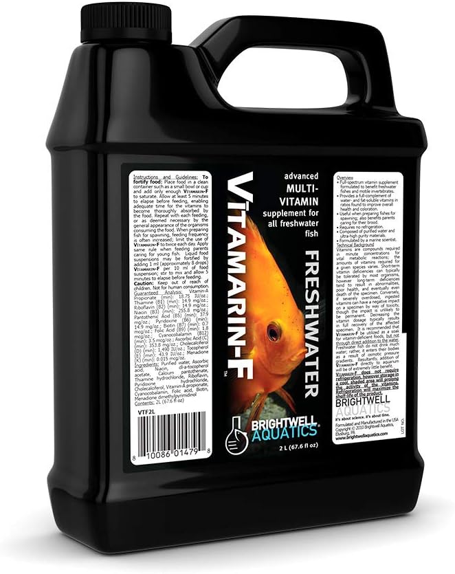 Brightwell Aquatics Vitamarin-F – Complete Vitamin Supplement for Freshwater Fish & Invertebrates – Supports Health, Color & Spawning – No Refrigeration, 2L