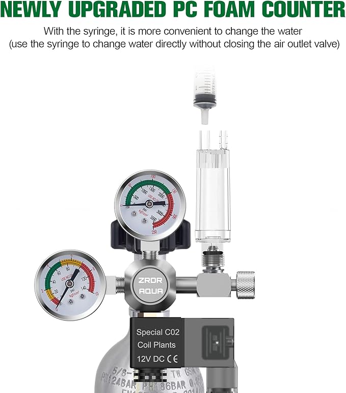 Co2 Bubble Counter, with Check Valve, for Threaded Connection of Co2 Generator Regulator Planting Aquarium