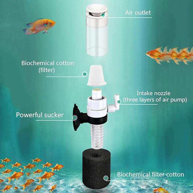 Biochemical Sponge Filter Quiet Filters with & Suction Cup Size Fish Tanks Filter